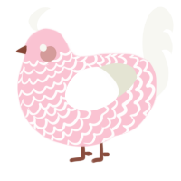 A rose and white chicken with a lace pattern