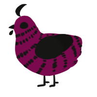 A wine and black chicken with a bar pattern