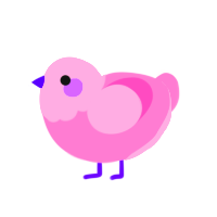 Gif, a pink chicken with a head pattern