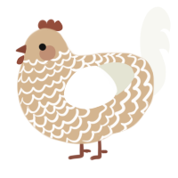 A beige and white chicken with a lace pattern