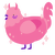 Gif, a pink chicken with a head pattern