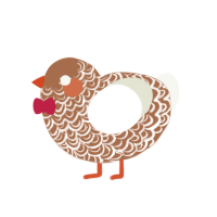 A brown and white chicken with a double-lace pattern