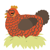 A vermilion and bark chicken with a lace pattern