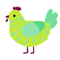 A lime and spring chicken with a bar pattern