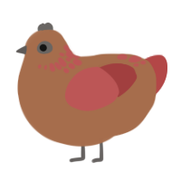 A brown and red chicken with a neck-speckle pattern