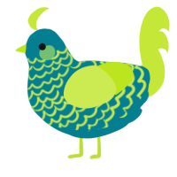 A sea and lime chicken with a lace pattern