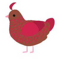 A russet and crimson chicken with a lace pattern