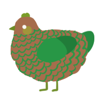 A brown and viridian chicken with a lace pattern
