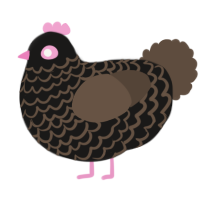 A sable and bark chicken with a lace pattern