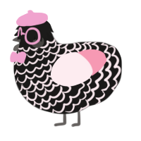 A sable and rose chicken with a lace pattern