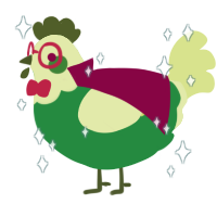A viridian and lemon chicken with a head pattern