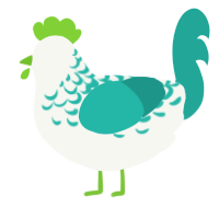 A white and turquoise chicken with a half-lace pattern