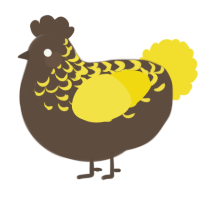A bark and yellow chicken with a half-lace pattern