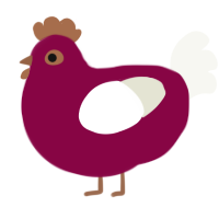 A maroon and white chicken