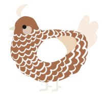 A brown and cream chicken with a lace pattern