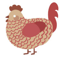 A beige and red chicken with a lace pattern