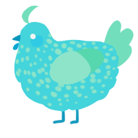 A aqua and mint chicken with a speckle pattern