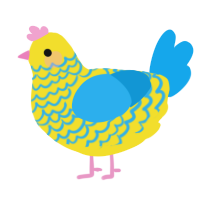 A yellow and sky chicken with a lace pattern