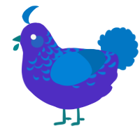 A indigo and sapphire chicken with a half-lace pattern