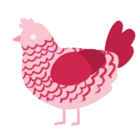 A rose and crimson chicken with a lace pattern