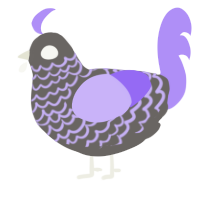 A grey and lilac chicken with a lace pattern