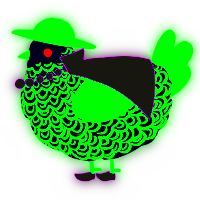 A white and fuchsia chicken with a double-lace pattern