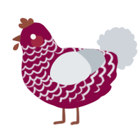 A maroon and mist chicken with a lace pattern