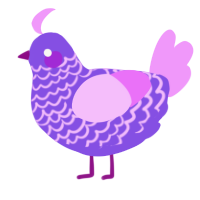 A blurple and lavender chicken with a lace pattern