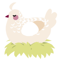 A cream chicken with a half-lace pattern