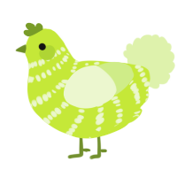A lime and apple chicken with a bar pattern