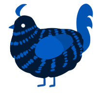 A tumblr and ultramarine chicken with a bar pattern