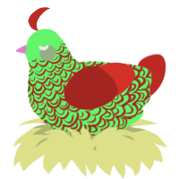 A plum and aqua chicken with a double-lace pattern