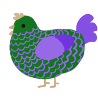 A leaf and blurple chicken with a lace pattern