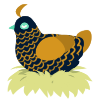 A tumblr and ochre chicken with a lace pattern
