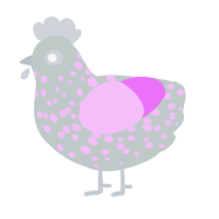 A silver and lavender chicken with a speckle pattern