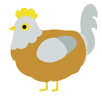 A gold and silver chicken with a head pattern