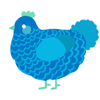A sapphire and cerulean chicken with a lace pattern