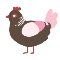 A bark and rose chicken with a neck-band pattern