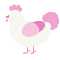 A white and pink chicken
