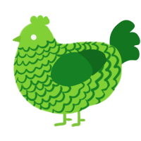 A grass and leaf chicken with a lace pattern