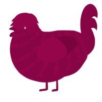 A maroon chicken with a bar pattern