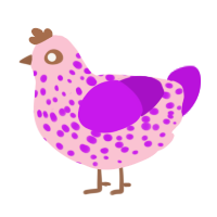 A rose and amethyst chicken with a speckle pattern
