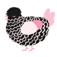 A sable and rose chicken with a lace pattern