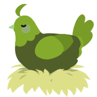 A olive and chartreuse chicken with a head pattern