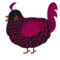 A sable and maroon chicken with a lace pattern