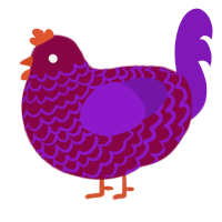 A maroon and violet chicken with a lace pattern