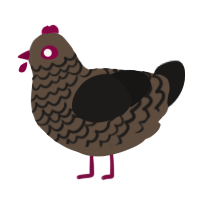 A bark and sable chicken with a lace pattern