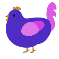 Agent Rump Haver, a indigo and orchid chicken