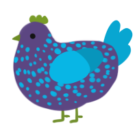 Soap, a overcast and cerulean chicken with a speckle pattern