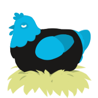 A sable and cerulean chicken with a head pattern